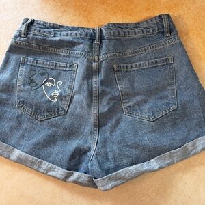 SHEIN Jean Shorts with Pocket Embroidery